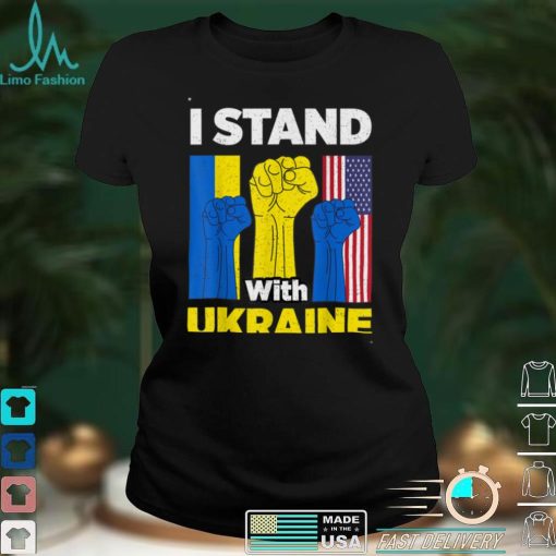 I Stand With Ukraine Support Ukrainian American USA Flag T Shirt