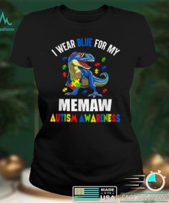 I Wear Blue For Memaw Dinosaur Autism Awareness T Shirt hoodie shirt