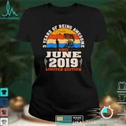 Kids Vintage June 2019 3 Year Old Fishing Lovers 3rd Birthday T Shirt