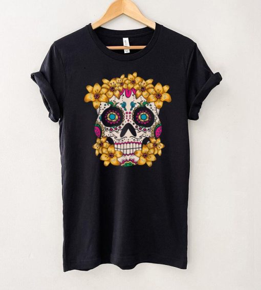 Mexican Skull with Flowers for the Day of the Dead T Shirt