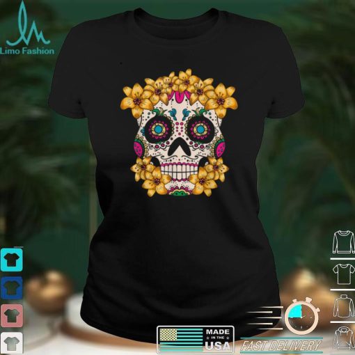 Mexican Skull with Flowers for the Day of the Dead T Shirt