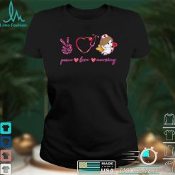 Peace Love Nurse Leopard Sigh Hand Heart Stethoscope Nursing T Shirt