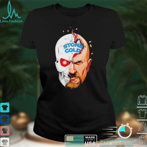 Stone Cold Steve Austin half skull cartoon shirt