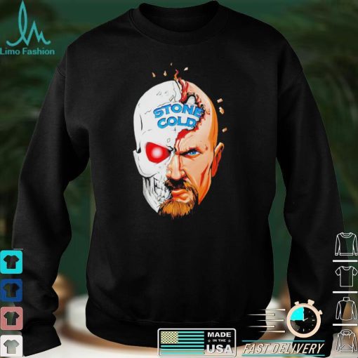 Stone Cold Steve Austin half skull cartoon shirt