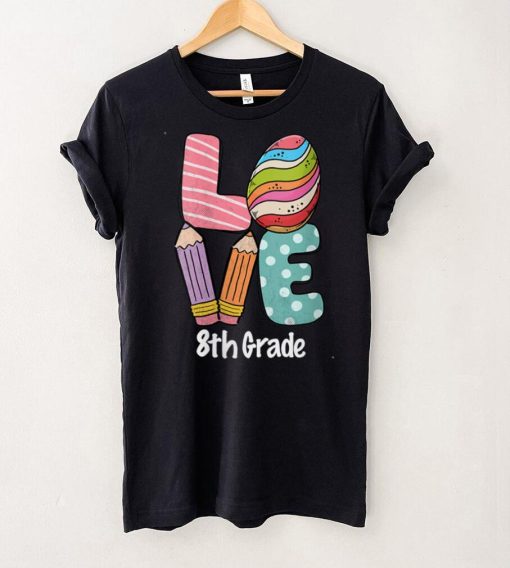 Womens Happy Easter day 8th Grade Squad Love Teacher life easter V Neck T Shirt