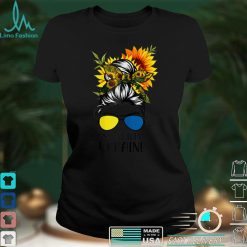 Womens I Stand With Ukraine Ukrainian Sunflower Messy Bun T Shirt