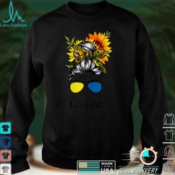 Womens I Stand With Ukraine Ukrainian Sunflower Messy Bun T Shirt