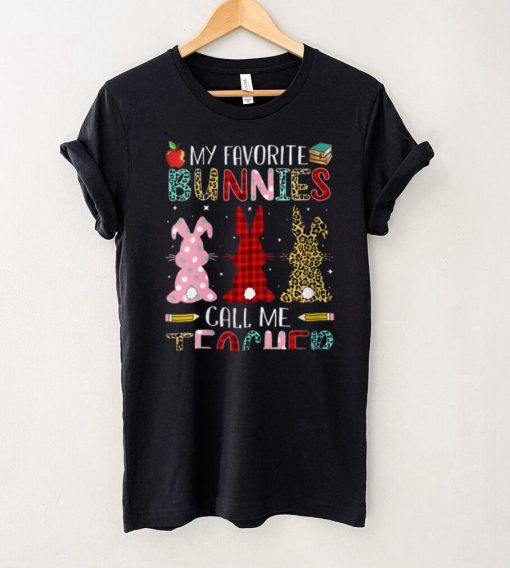 Womens My Favorite Bunnies Call Me Teacher Easter Day Tees Women V Neck T Shirt