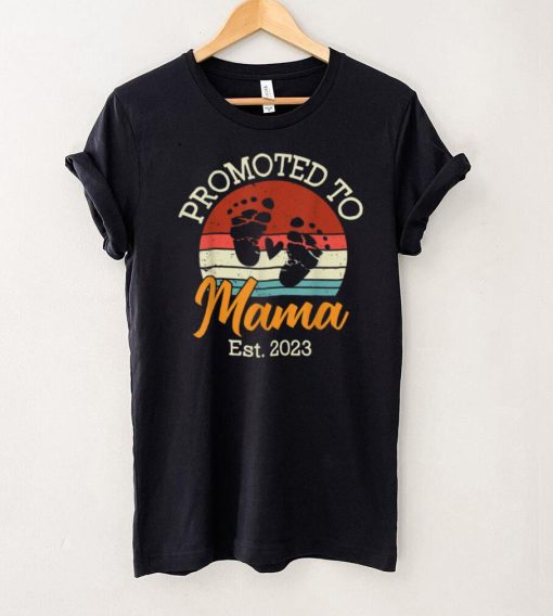 Womens Promoted To Mama 2023 Pregnancy Announce Reveal T Shirt