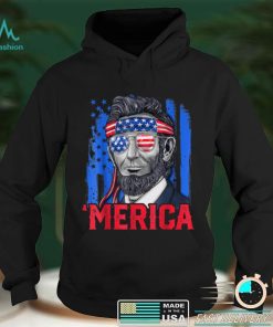 Abraham Lincoln Merica 4th of July American Flag T Shirt tee