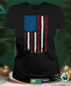American Baseball Bat Flag, Distressed, Ball Player T Shirt