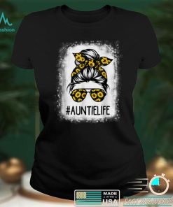 Bleached Auntie Life with Sunflower Messy Bun Mother's Day T Shirt tee