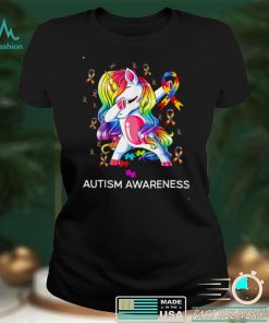 Dabbing Unicorn Ribbon Puzzle Autism Awareness Boy Girls Kid T Shirt