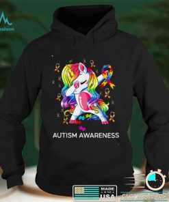 Dabbing Unicorn Ribbon Puzzle Autism Awareness Boy Girls Kid T Shirt