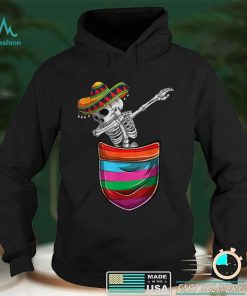 Funny Pocket Serape Mexican Cinco De Mayo Dabbing Skeleton T Shirt