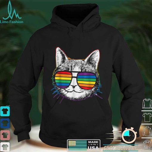 LGBTQ Purride Ally Gay Pride Rainbow Flag Cat Kitten Lover T Shirt tee