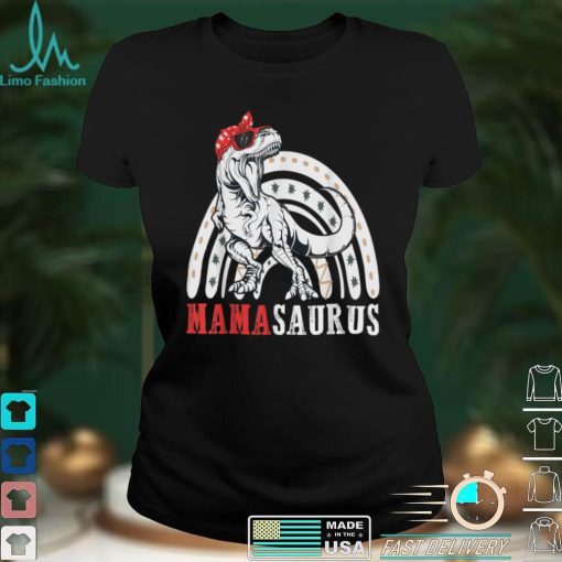 Mamasaurus T Rex Dinosaur Mama Saurus Rainbow Matching Women T Shirt