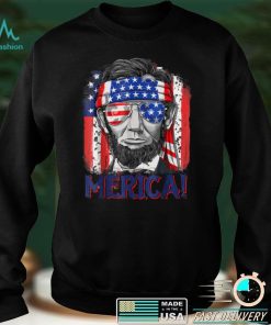 Merica Abe Lincoln 4th of July Men American Flag Murica T Shirt tee
