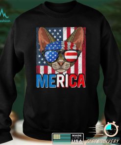 Merica Devon Rex Cat 4th Of July Gifts American Flag T Shirt