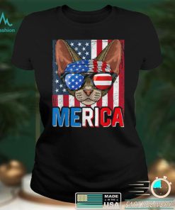 Merica Devon Rex Cat 4th Of July Gifts American Flag T Shirt