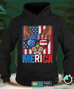 Merica Devon Rex Cat 4th Of July Gifts American Flag T Shirt