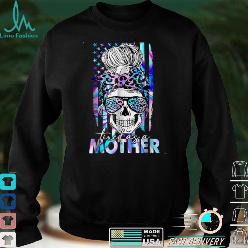 Mother’s Day Leopard Tired As A Mom Skull American Flag T Shirt