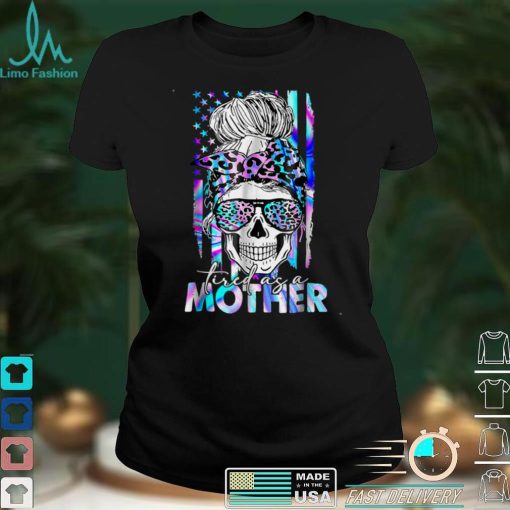 Mother’s Day Leopard Tired As A Mom Skull American Flag T Shirt