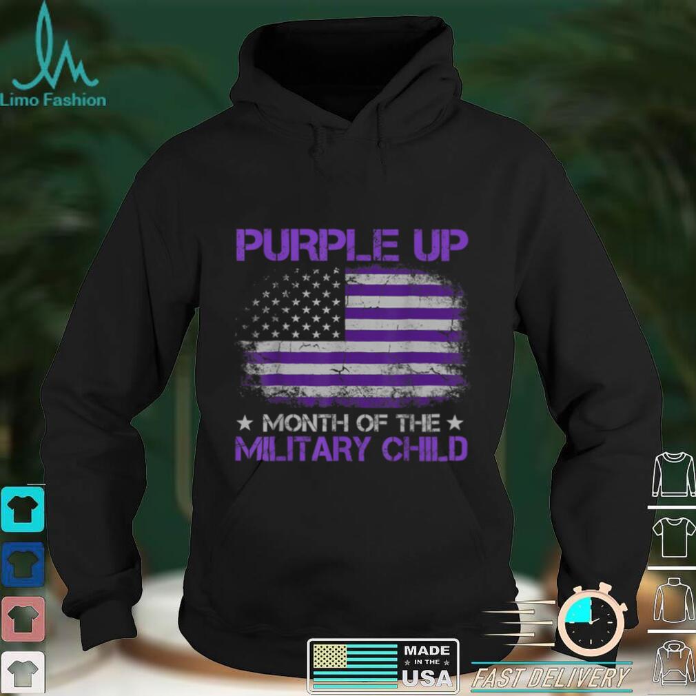 Purple Up for Military Kids Month Military Child US Flag T Shirt tee