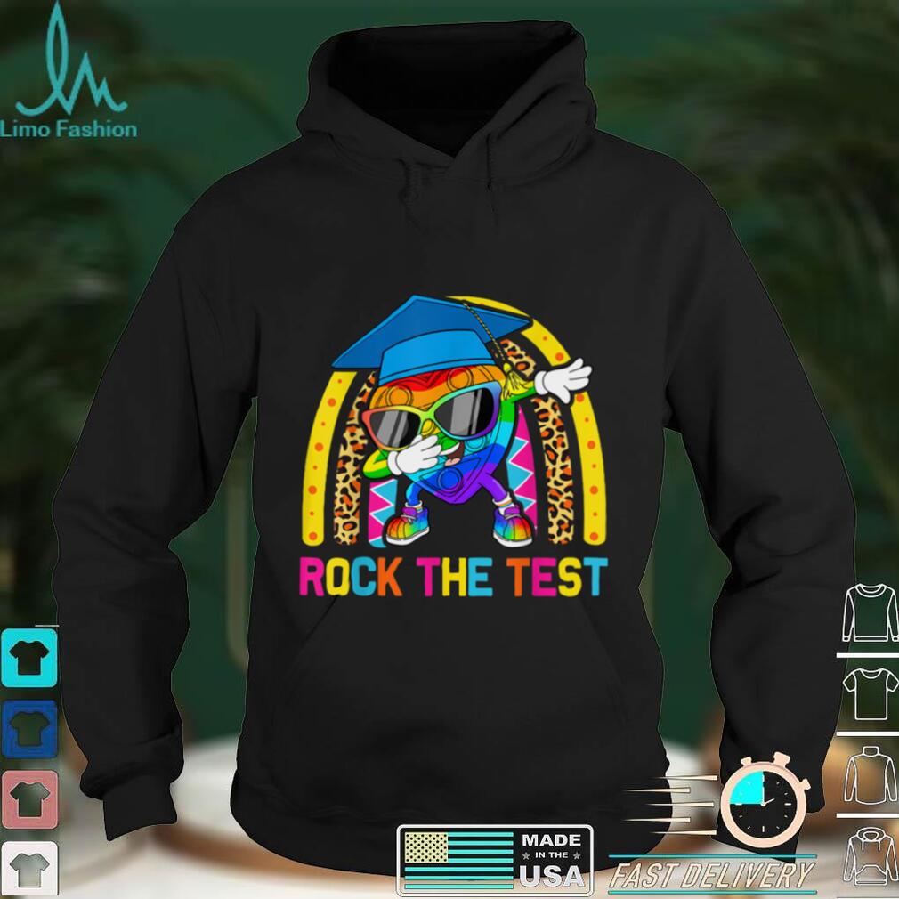 Rainbow Pop It Dabbing Rock The Test Teacher Testing Day Kid T Shirt tee