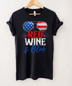 Red Wine And Blue Funny 4th Of July American Flag Sunglasses T Shirt tee