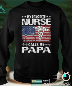 Retro American Flag My Favorite Nurse Calls Me Papa Men T Shirt