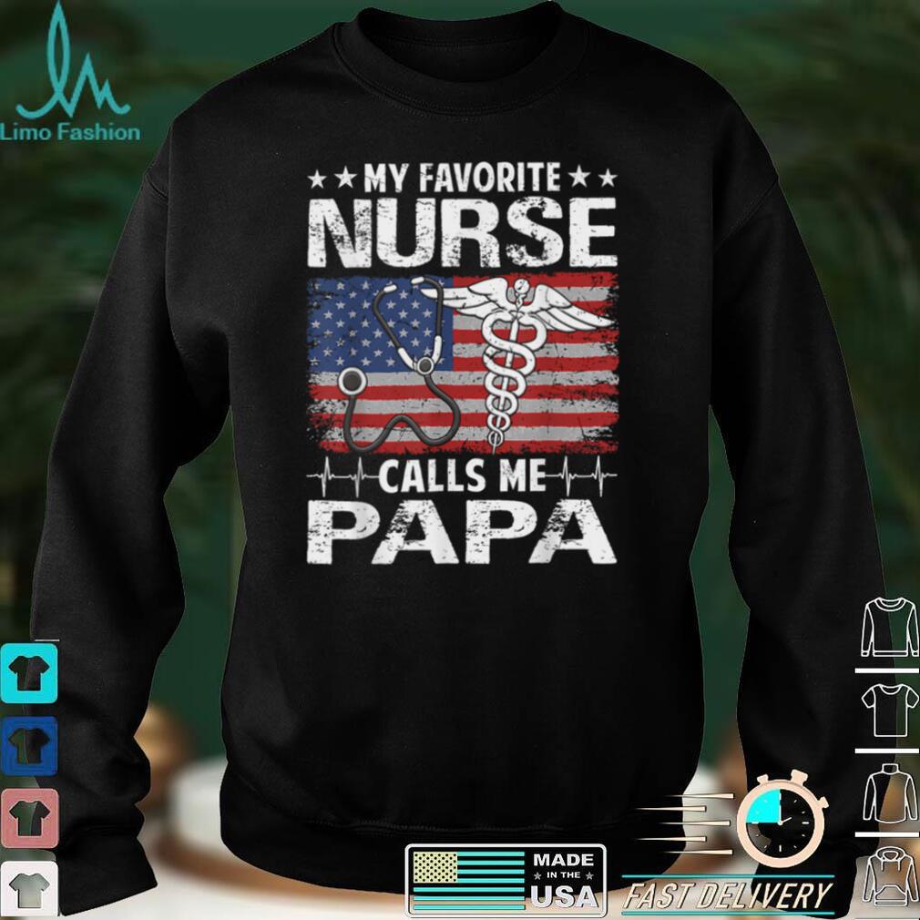 Retro American Flag My Favorite Nurse Calls Me Papa Men T Shirt