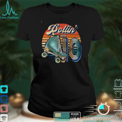 Rollin’ into 10 Roller Skating Rink 10th Birthday Party Girl T Shirt