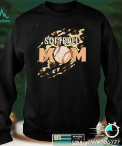 Softball Mom Leopard Baseball Sports Lovers Mother's Day T Shirt