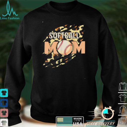 Softball Mom Leopard Baseball Sports Lovers Mother’s Day T Shirt