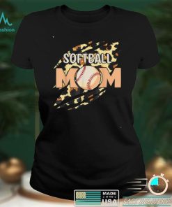 Softball Mom Leopard Baseball Sports Lovers Mother's Day T Shirt