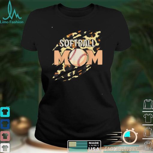 Softball Mom Leopard Baseball Sports Lovers Mother’s Day T Shirt