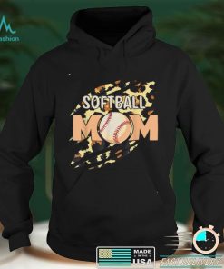 Softball Mom Leopard Baseball Sports Lovers Mother's Day T Shirt