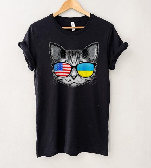 Ukraine US Flag Roots Cat Ukrainian American T Shirt