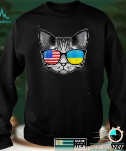 Ukraine US Flag Roots Cat Ukrainian American T Shirt