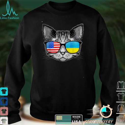 Ukraine US Flag Roots Cat Ukrainian American T Shirt