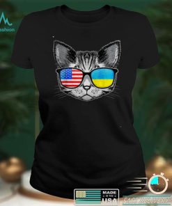 Ukraine US Flag Roots Cat Ukrainian American T Shirt