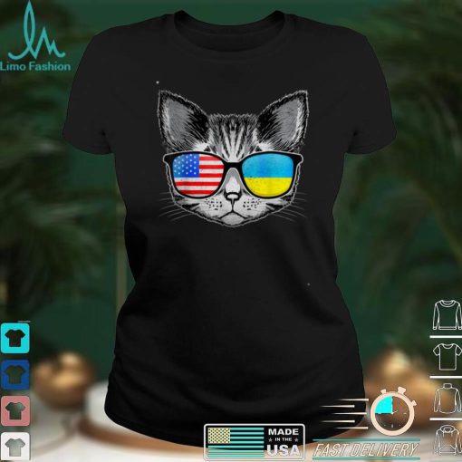 Ukraine US Flag Roots Cat Ukrainian American T Shirt