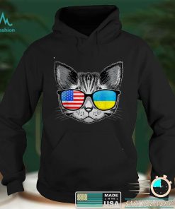 Ukraine US Flag Roots Cat Ukrainian American T Shirt