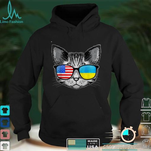 Ukraine US Flag Roots Cat Ukrainian American T Shirt