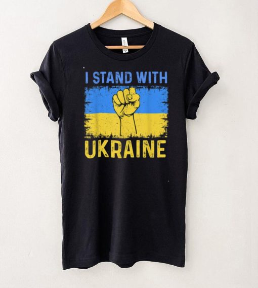 Ukrainian Flag Raised Fist I Stand With Ukraine Support T Shirt