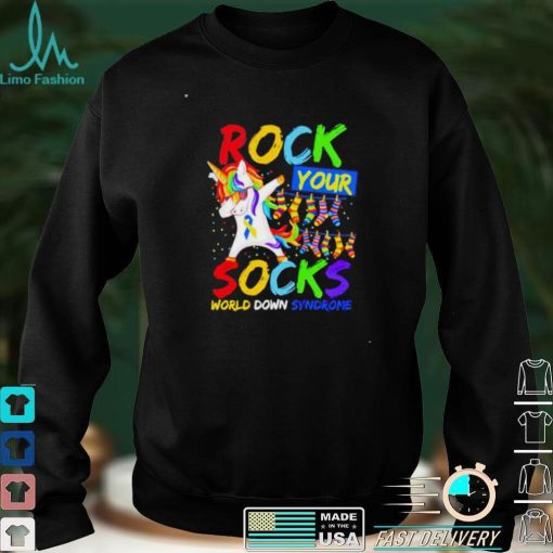 Unicorn Dabbing rock your socks world down syndrome shirt