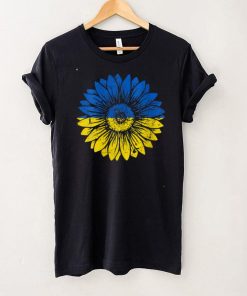 Womens Peace in Ukraine Sunflower Distressed Blue and Yellow V Neck T Shirt