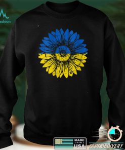 Womens Peace in Ukraine Sunflower Distressed Blue and Yellow V Neck T Shirt