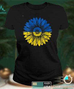 Womens Peace in Ukraine Sunflower Distressed Blue and Yellow V Neck T Shirt